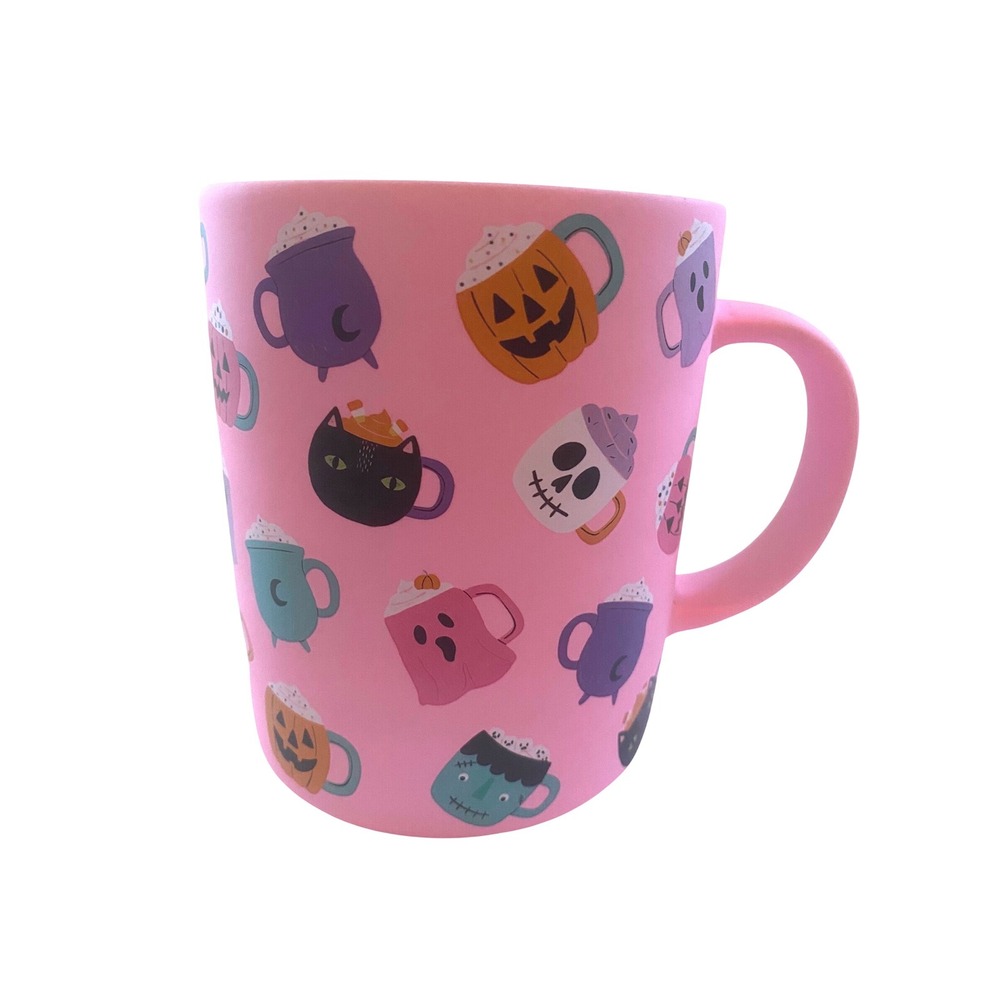 Fig & Fern Pink Halloween Mug Matte Pastel Spooky Monster Pumpkin Coffee Cup